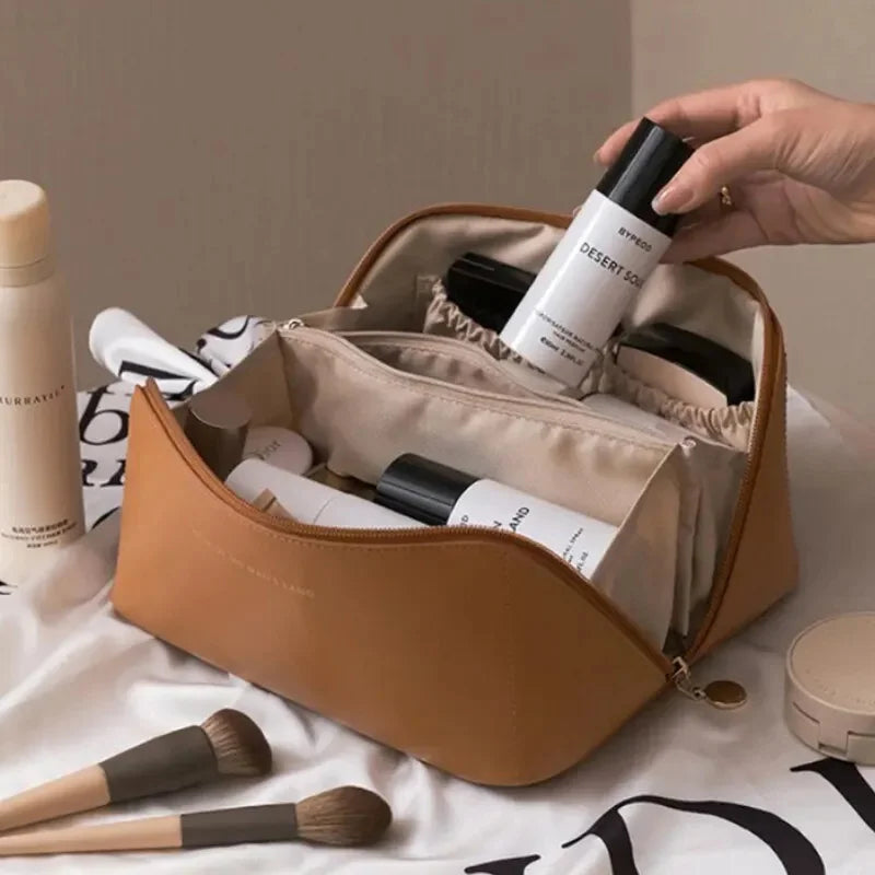 Leather Large Capacity Travel Makeup Bag