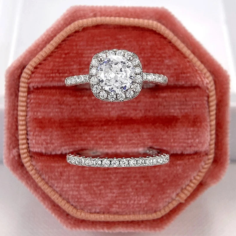 Huitan Luxury 2 piece Set Rings for Women