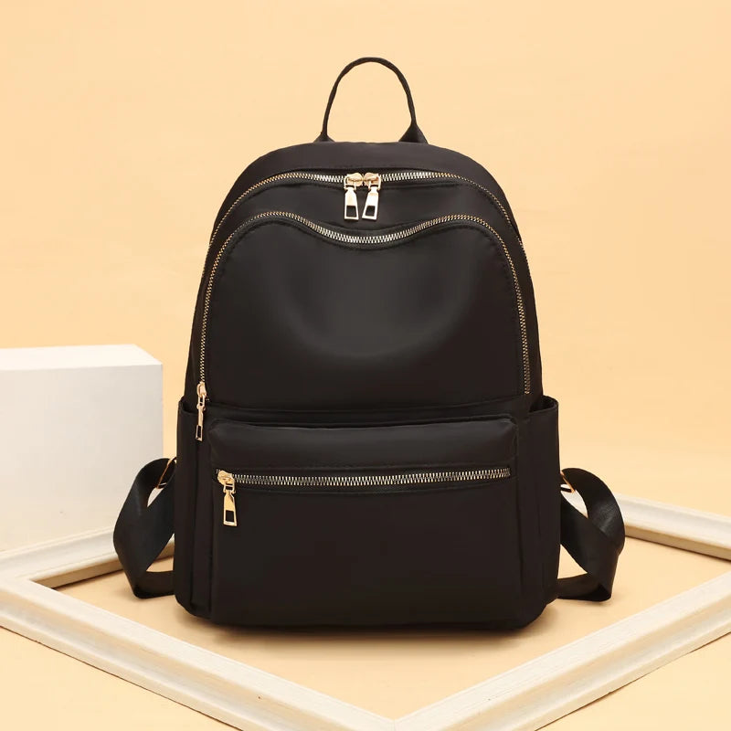 Stylish Gold Zip Medium Backpack