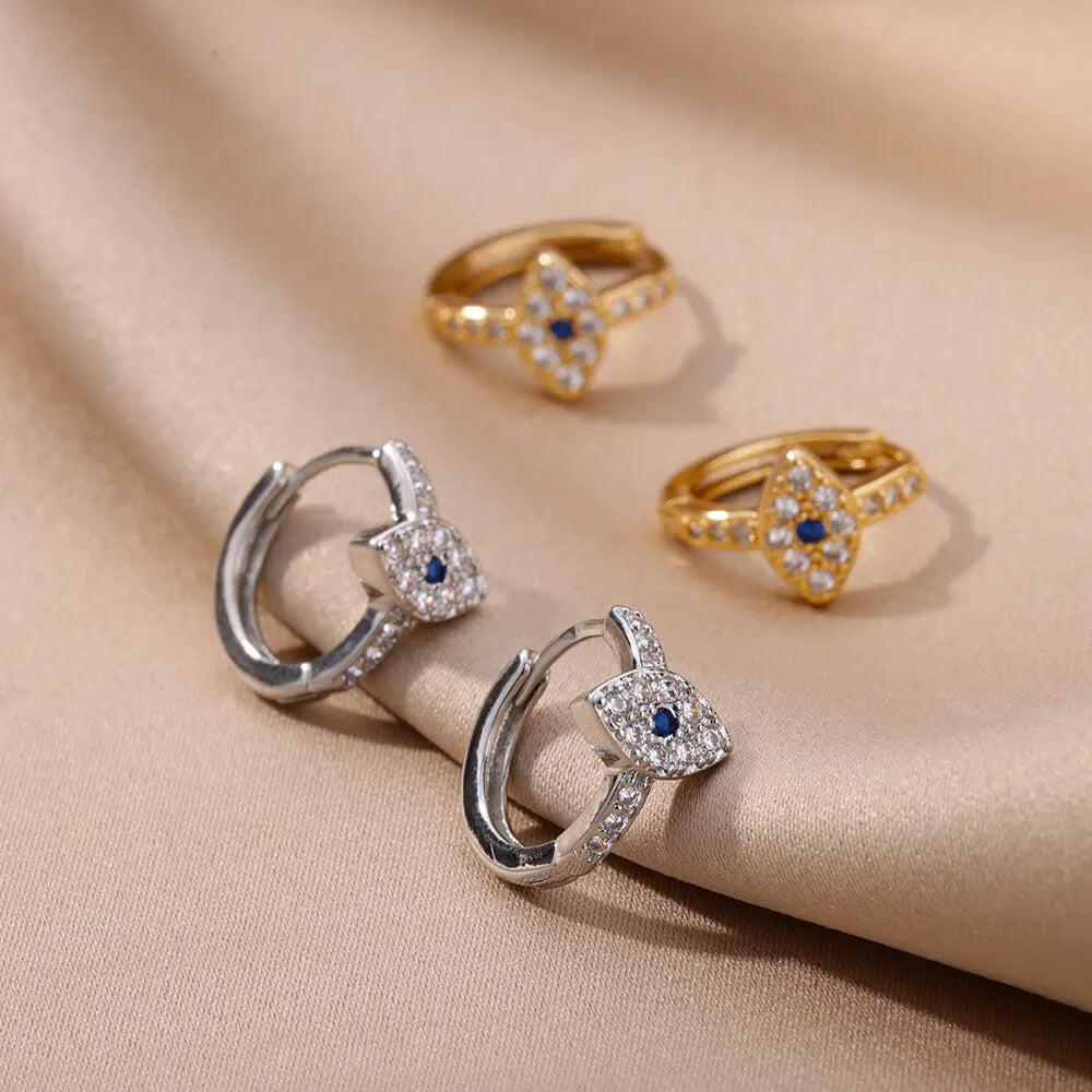 Gold Plated Evil Eye Earrings for Women