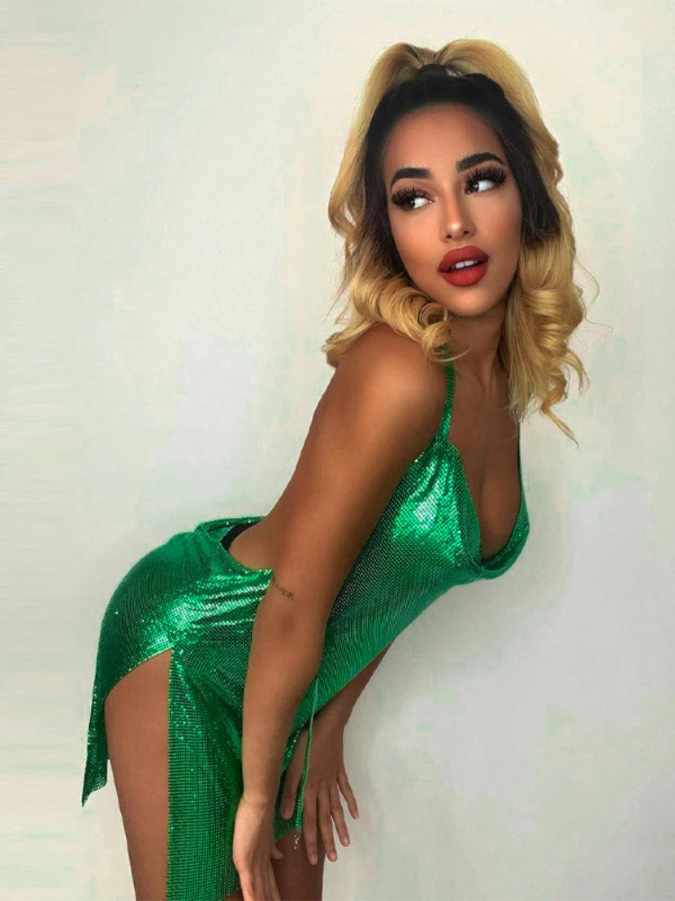 Mini Backless Slit Dress