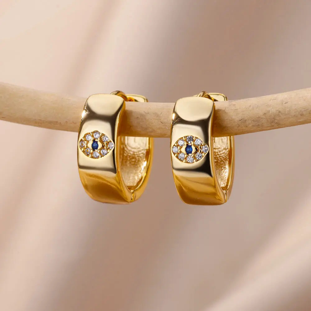 Gold Plated Evil Eye Earrings for Women