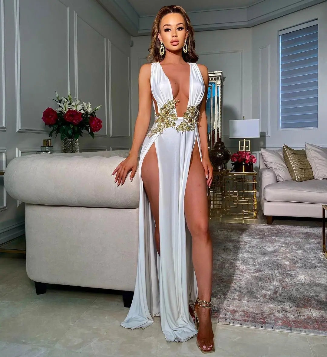 Roman Style Slit Dress