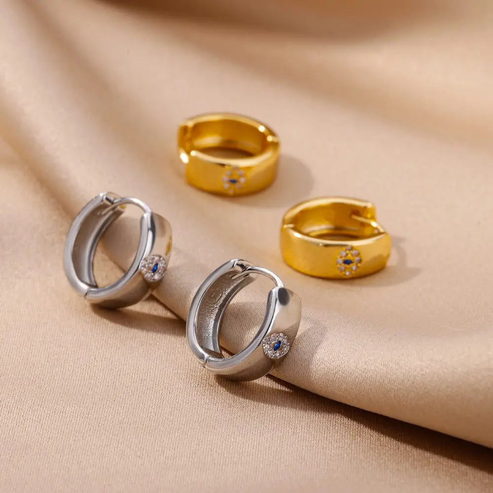 Gold Plated Evil Eye Earrings for Women