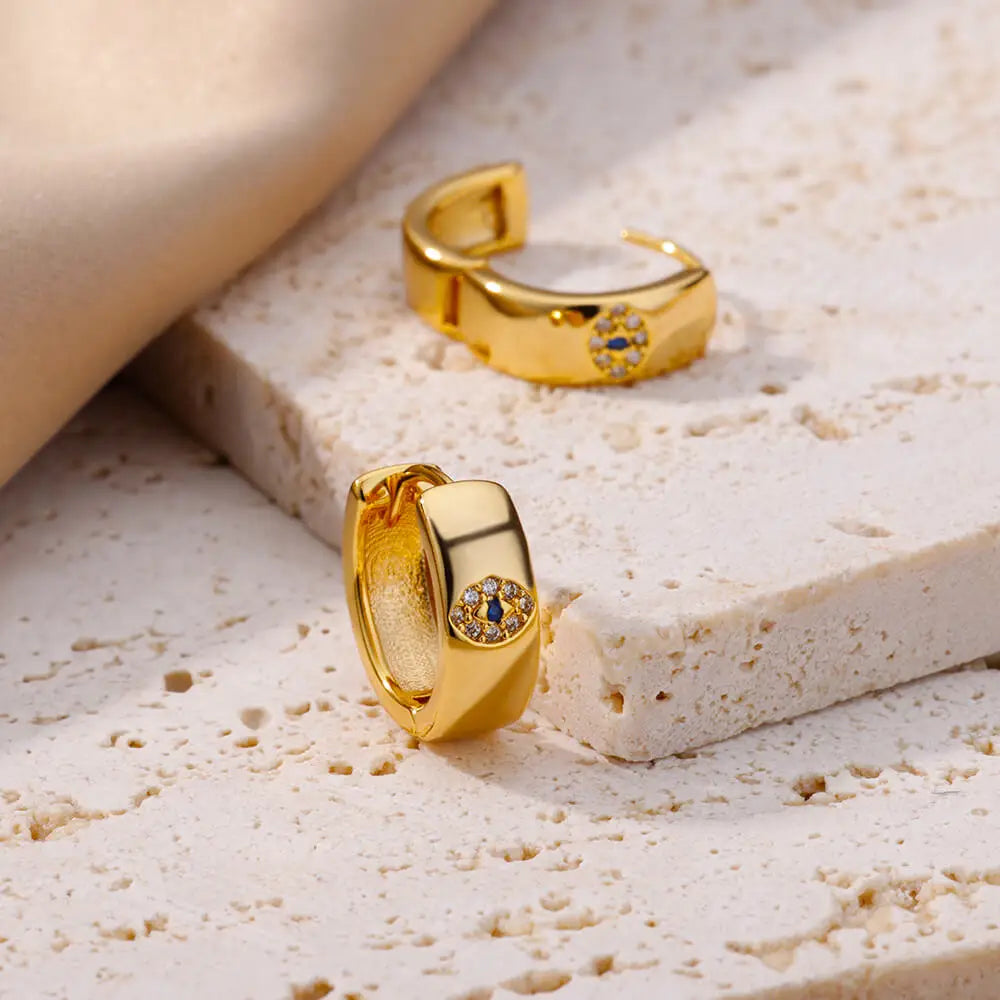 Gold Plated Evil Eye Earrings for Women