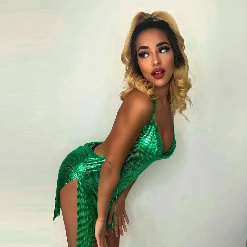 Mini Backless Slit Dress