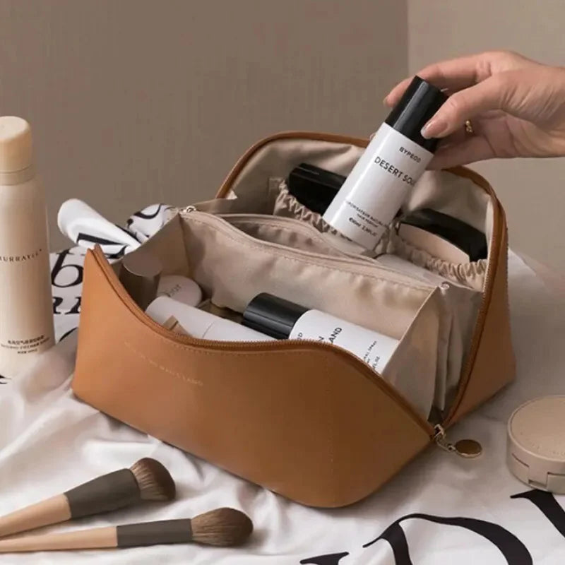Leather Large Capacity Travel Makeup Bag