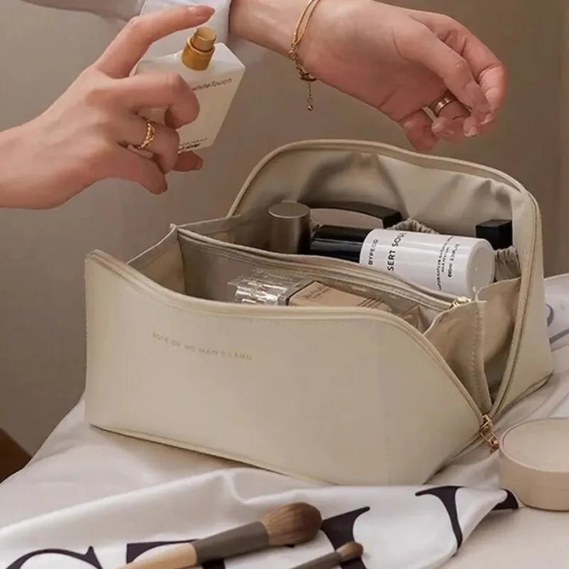 Leather Large Capacity Travel Makeup Bag
