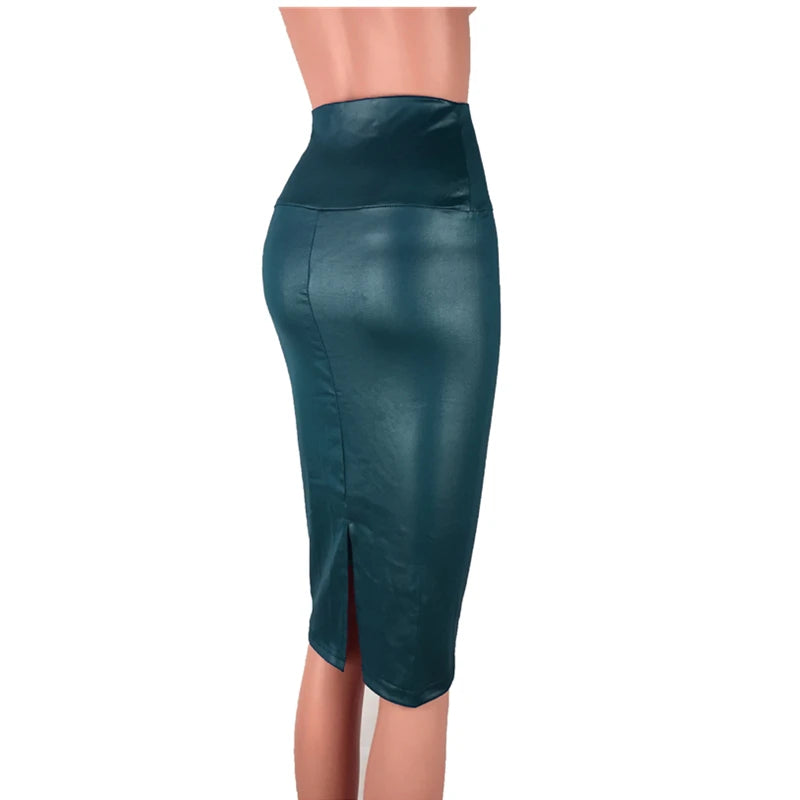 Long Leather Back Split Pencil Dress