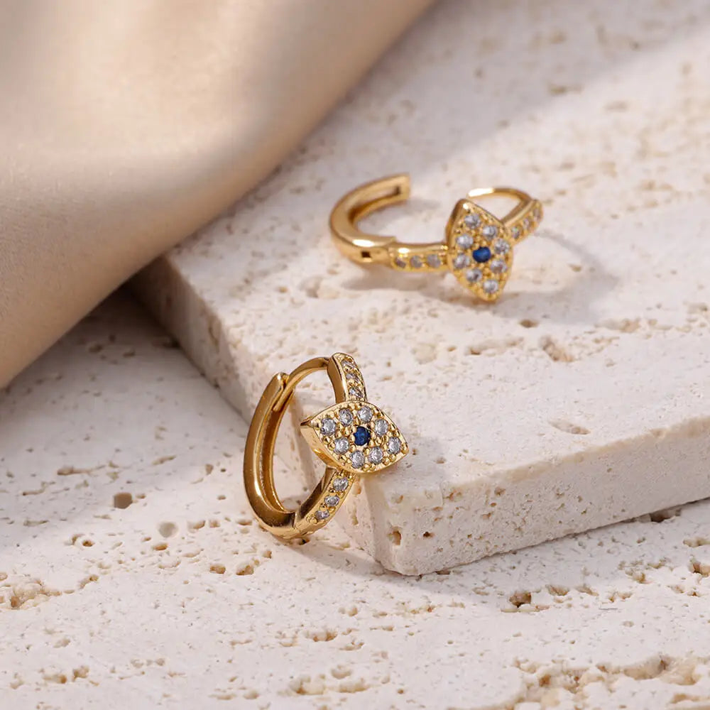 Gold Plated Evil Eye Earrings for Women