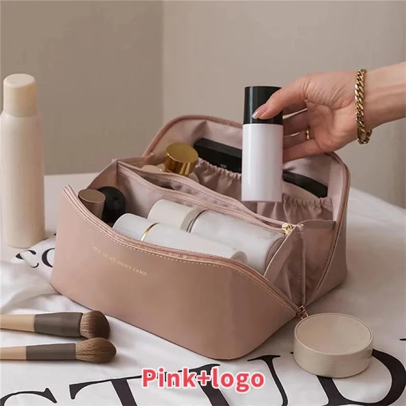 Leather Large Capacity Travel Makeup Bag