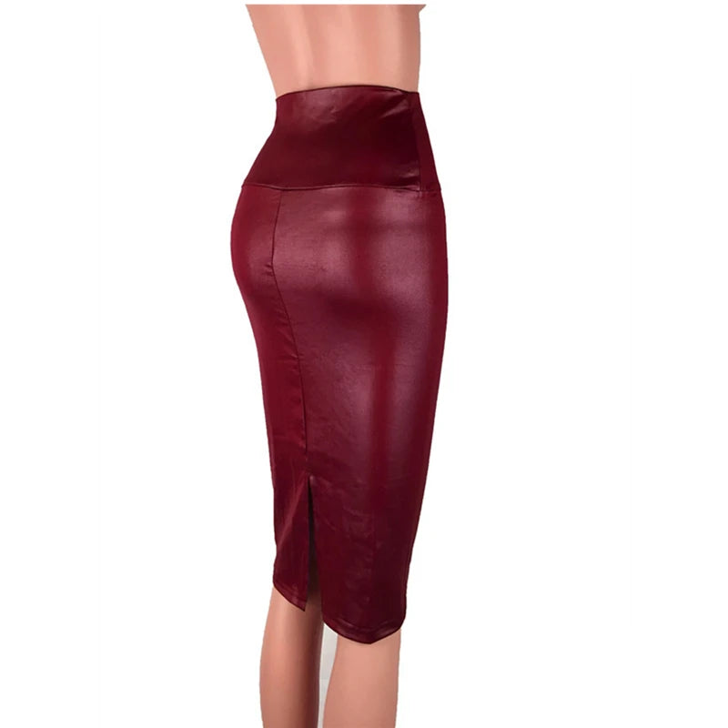 Long Leather Back Split Pencil Dress