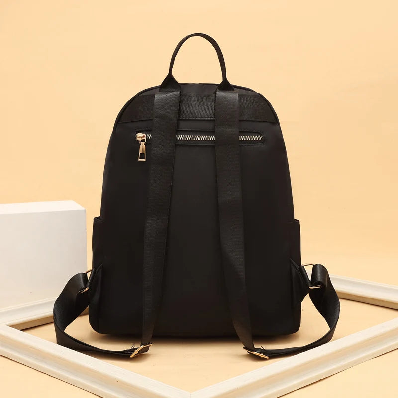 Stylish Gold Zip Medium Backpack