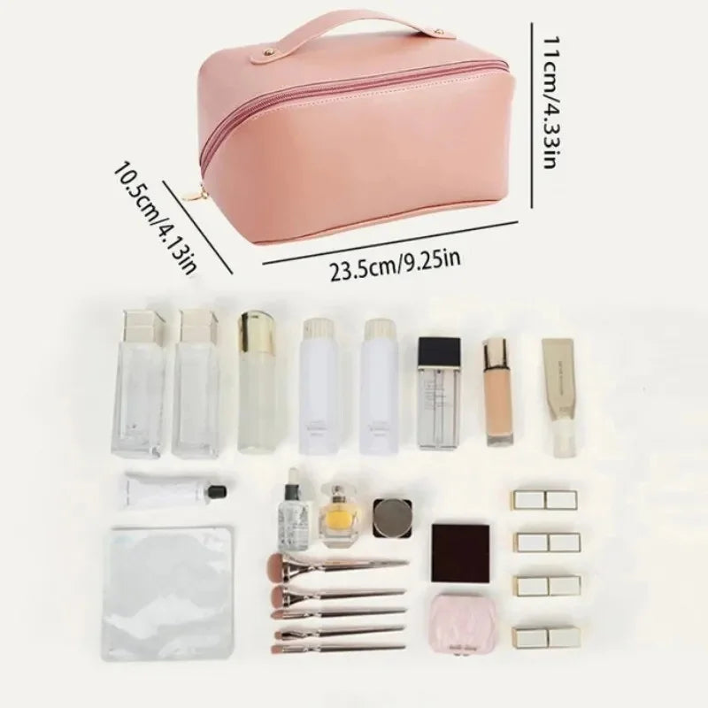 Leather Large Capacity Travel Makeup Bag