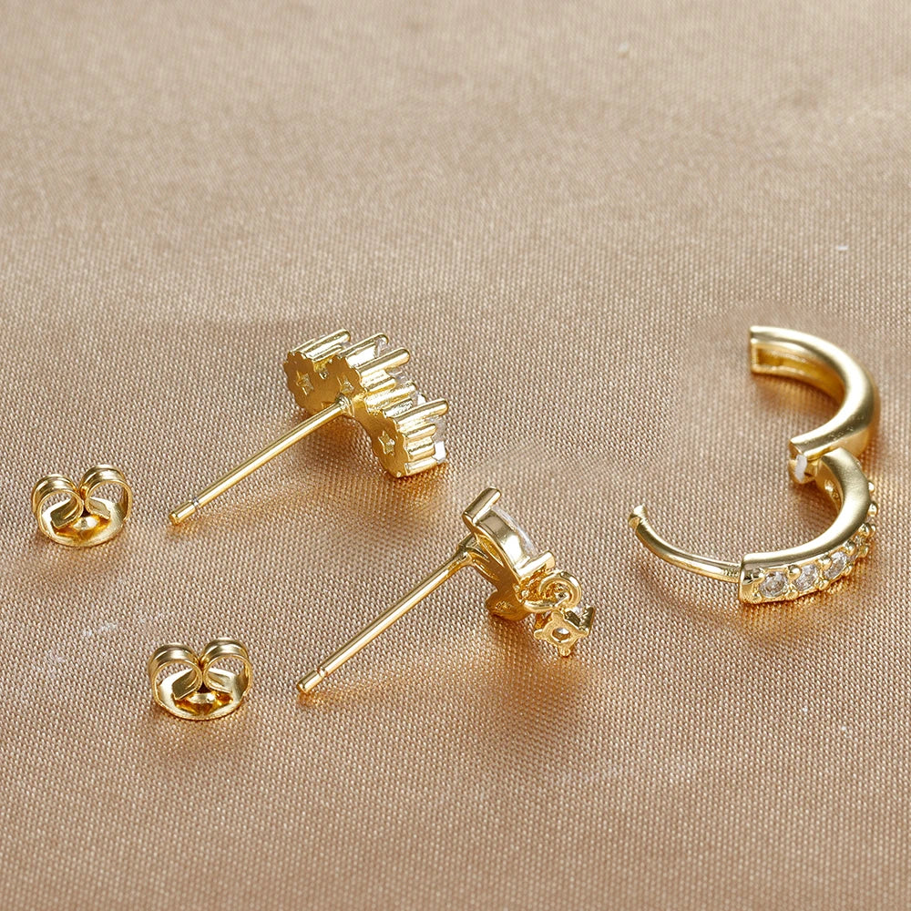 3 Piece Luxury Star Pendant Piercing Earrings Set For Women