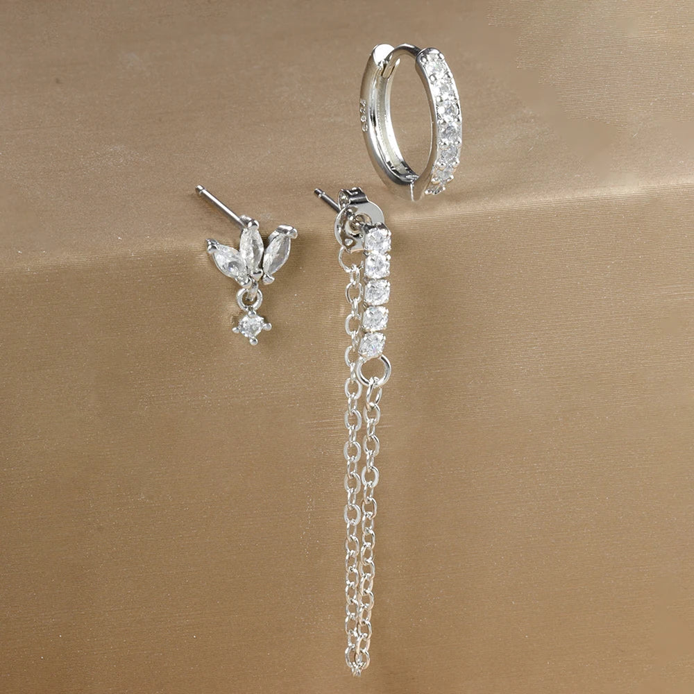 3 Piece Luxury Star Pendant Piercing Earrings Set For Women