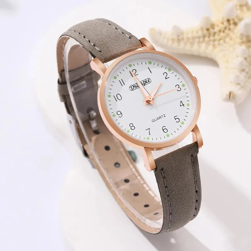 6 Piece Luxury White/Coffee Womans Watch Set