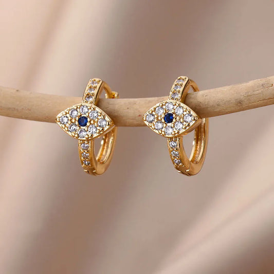 Gold Plated Evil Eye Earrings for Women