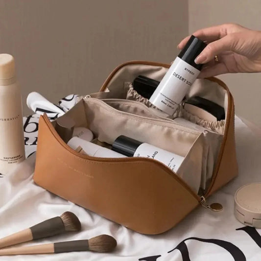 Leather Large Capacity Travel Makeup Bag