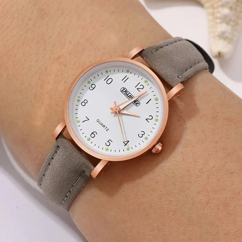 6 Piece Luxury White/Coffee Womans Watch Set