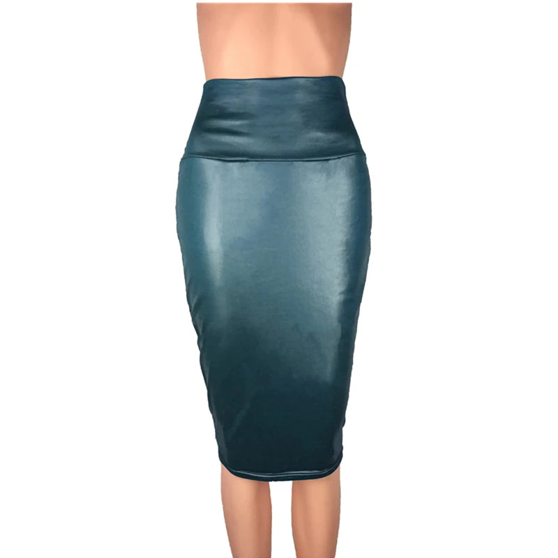 Long Leather Back Split Pencil Dress