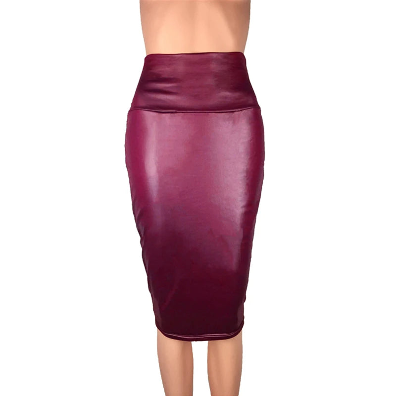 Long Leather Back Split Pencil Dress