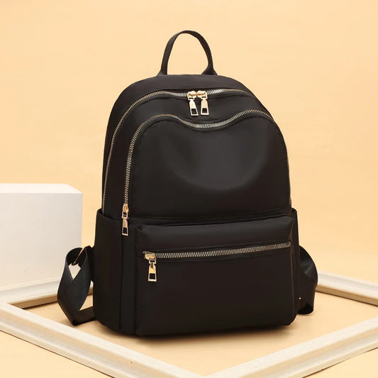 Stylish Gold Zip Medium Backpack