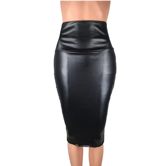 Long Leather Back Split Pencil Dress