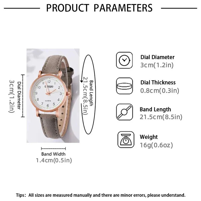 6 Piece Luxury White/Coffee Womans Watch Set